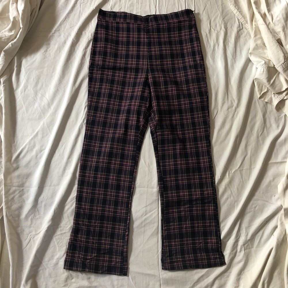 Urban outfitters navy/pink plaid pants size 10